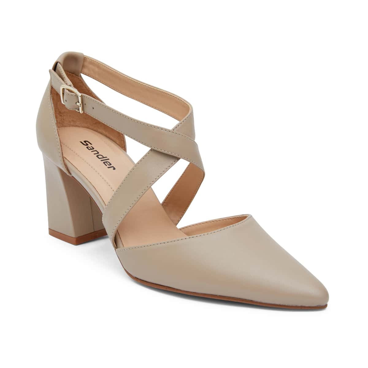 Kara Heel in Nude Leather
