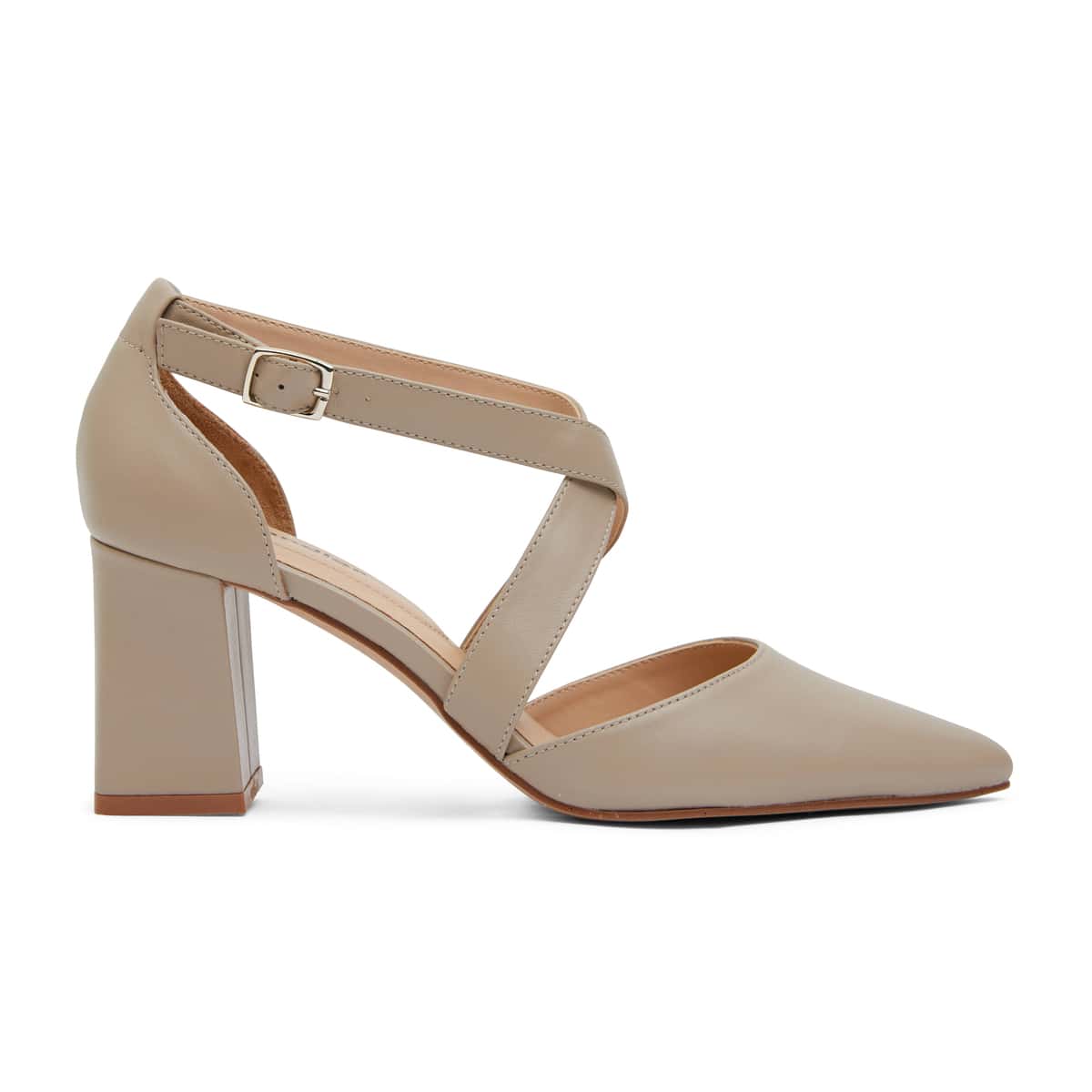 Kara Heel in Nude Leather