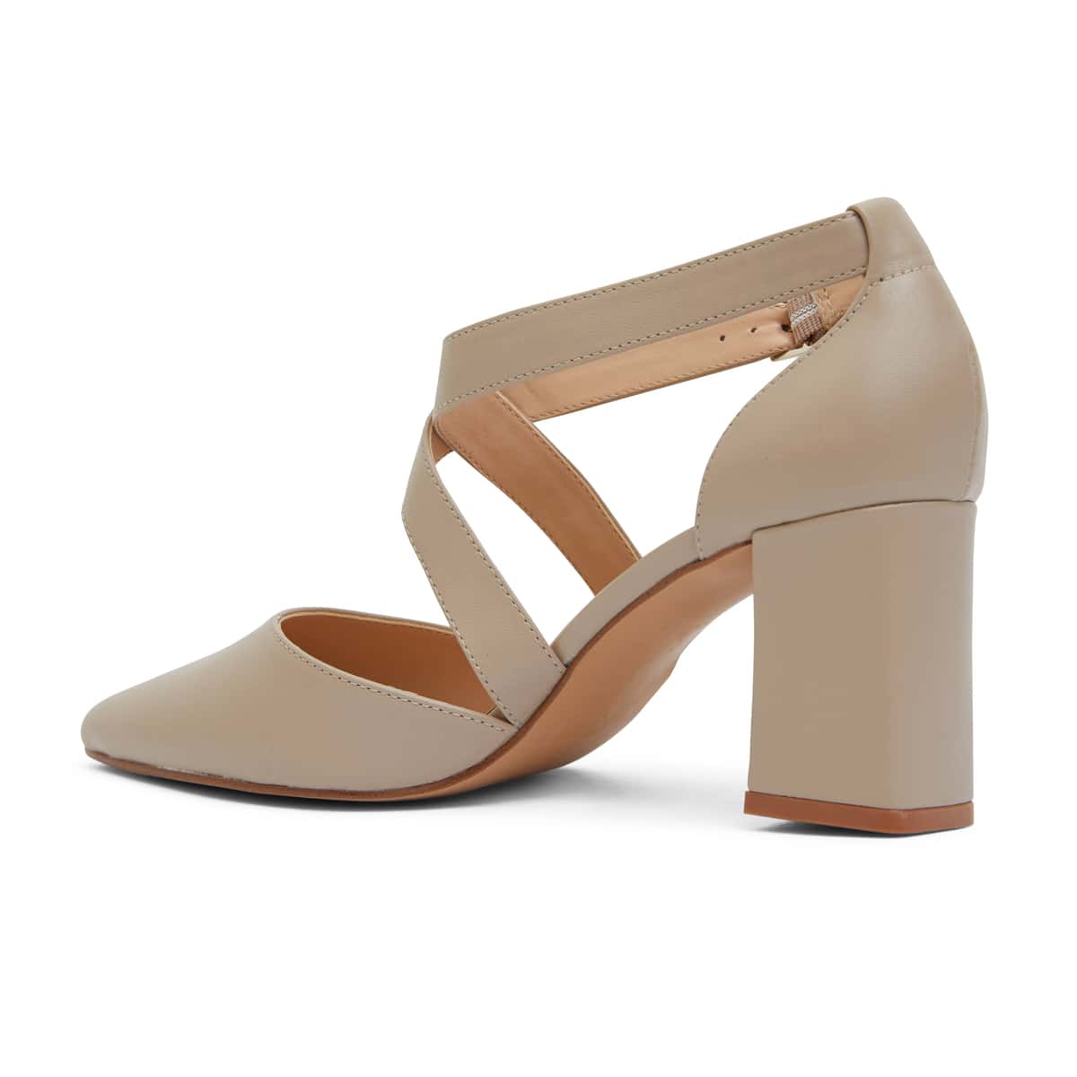 Kara Heel in Nude Leather