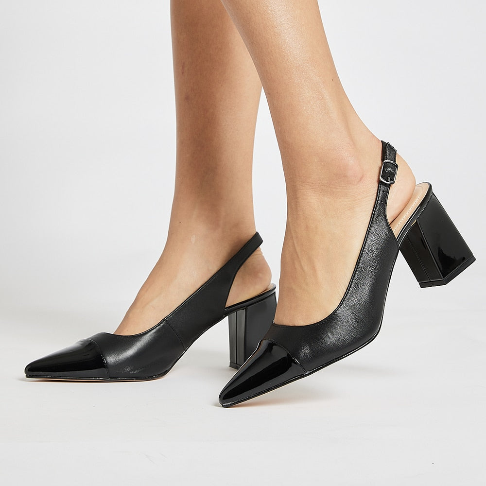 Kirsty Heel in Black On Black Leather