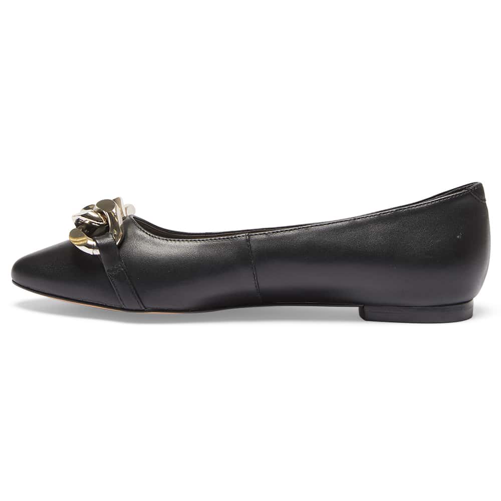 Lacey Flat in Black Leather