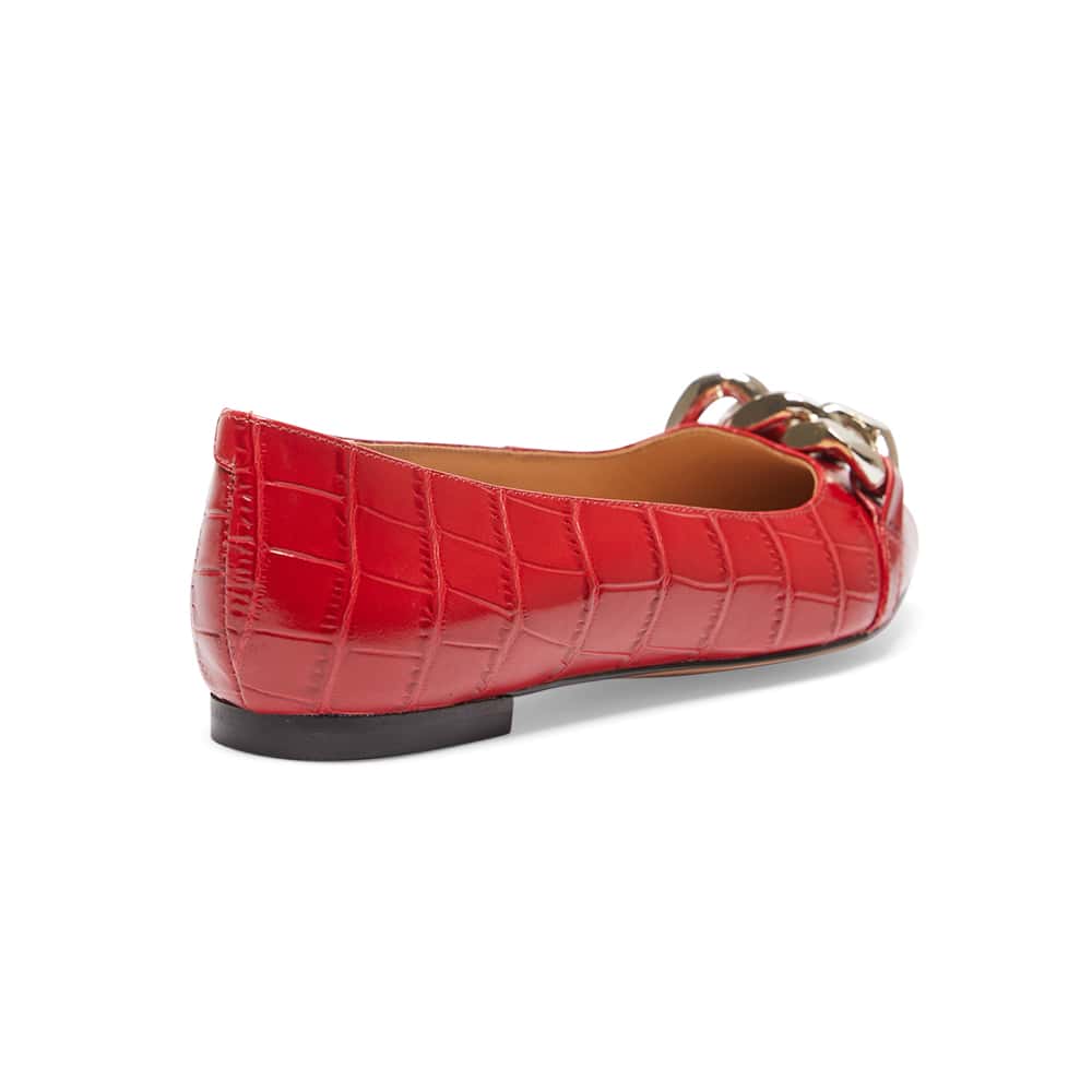 Lacey Ballet Flat in Red Croc Print Leather