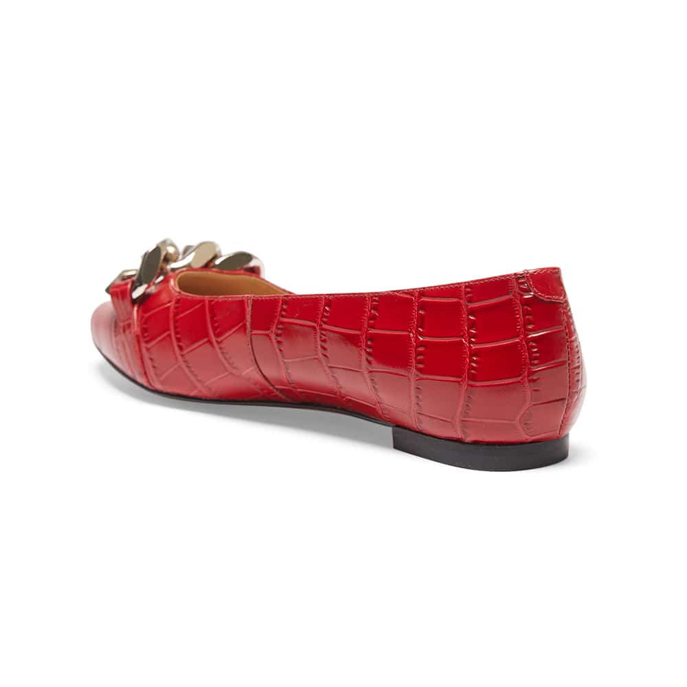 Lacey Ballet Flat in Red Croc Print Leather