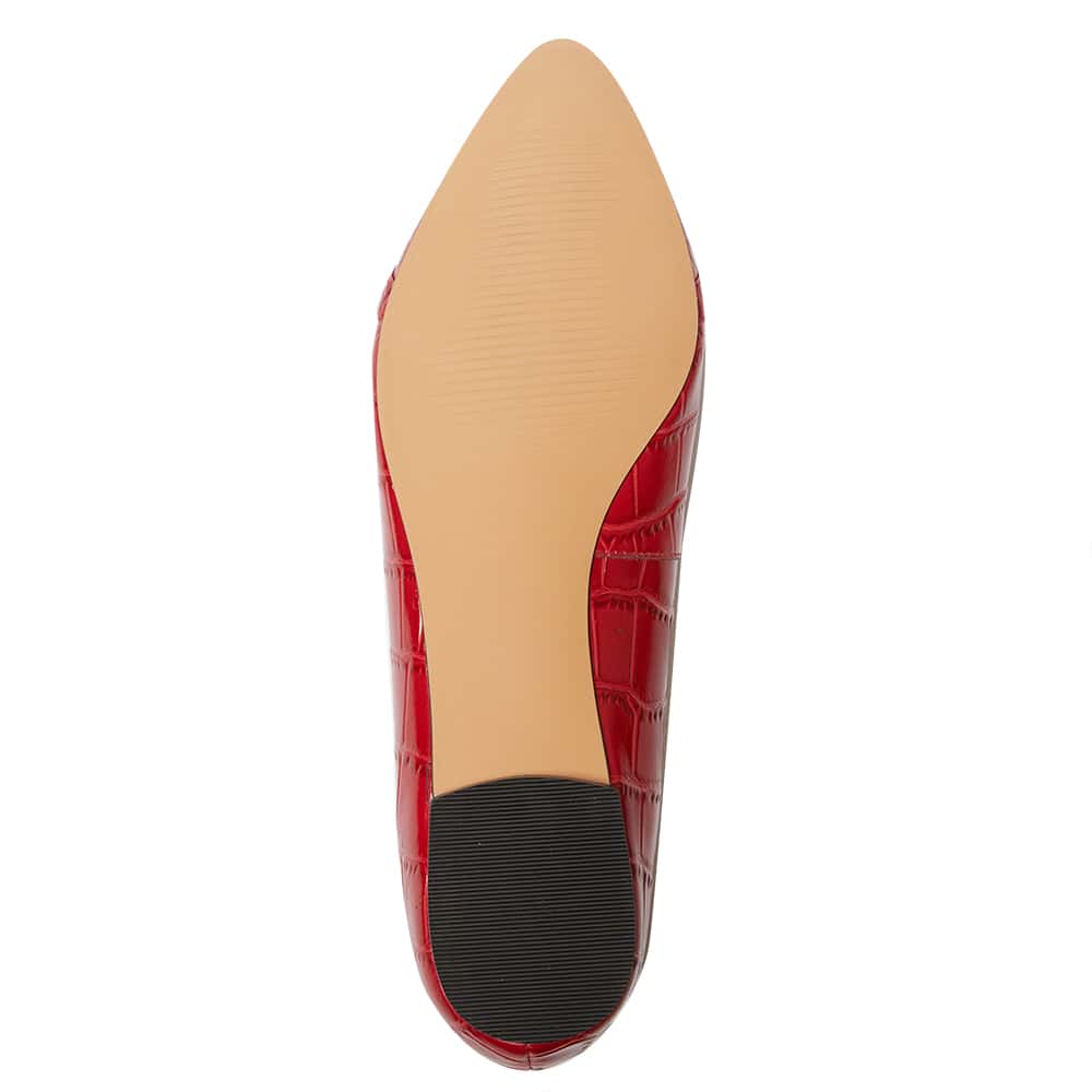 Lacey Ballet Flat in Red Croc Print Leather