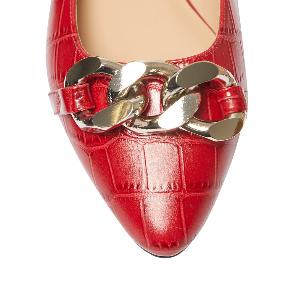 Lacey Ballet Flat in Red Croc Print Leather