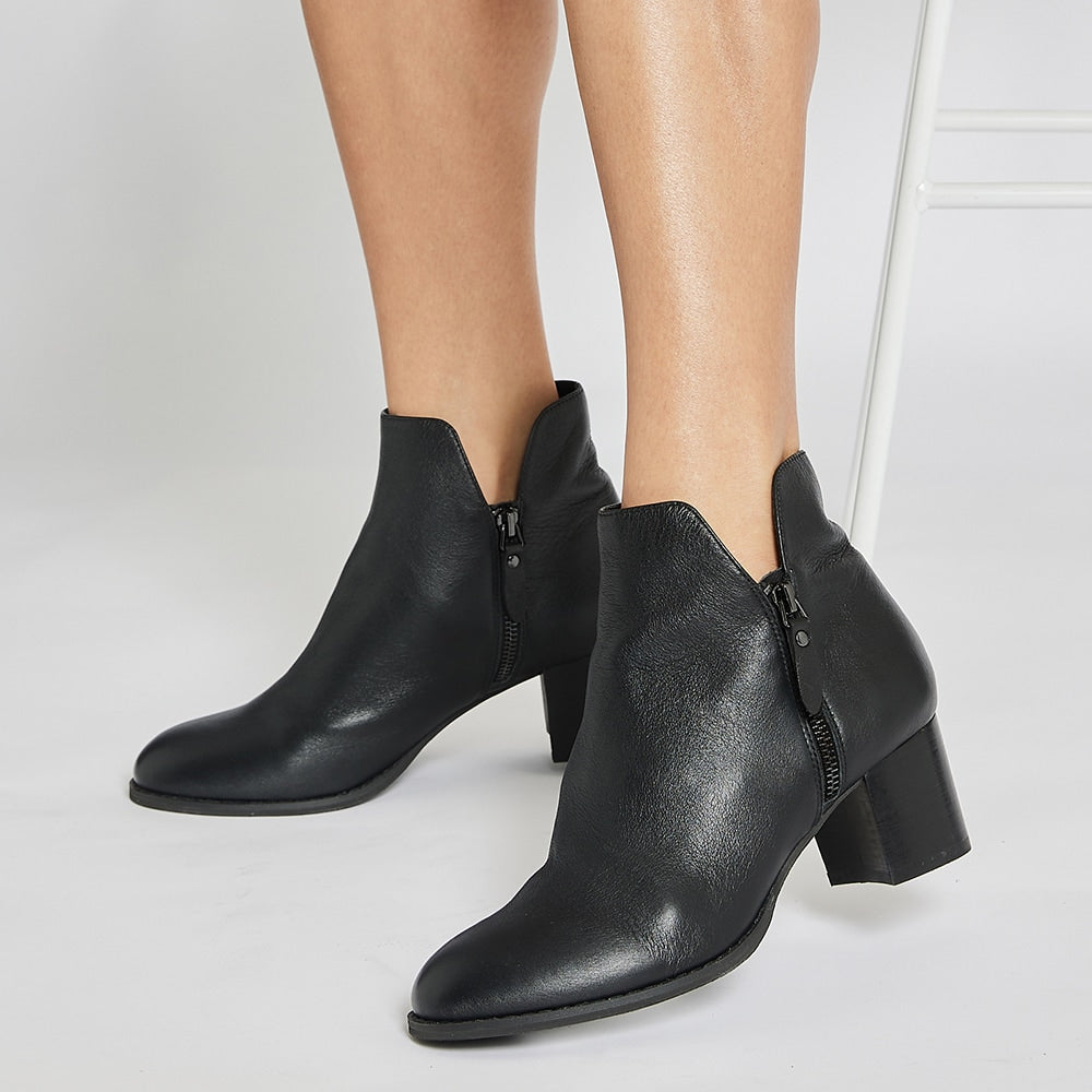 Latch Boot in Black Leather