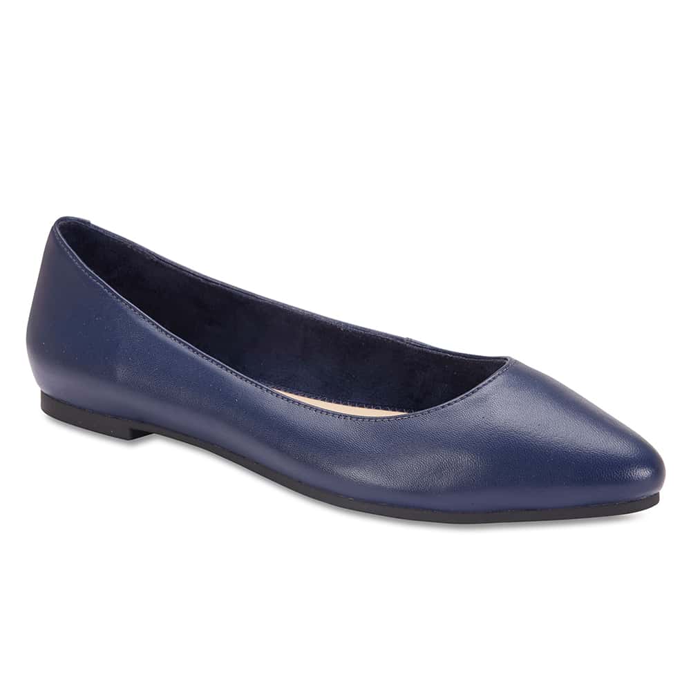 Lucia Flat in Navy Leather Sandler Shoe HQ