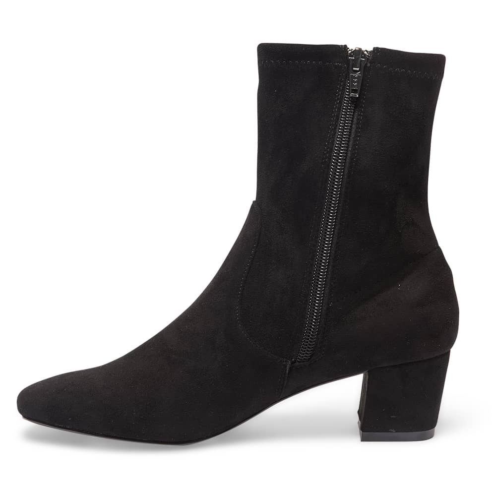 Maddox Boot in Black Stretch Suede Look