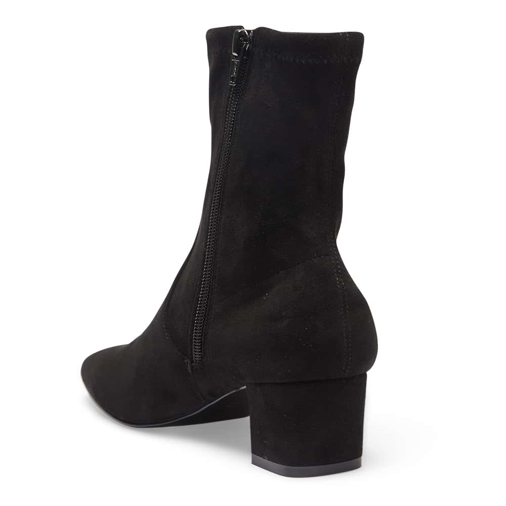 Maddox Boot in Black Stretch Suede Look