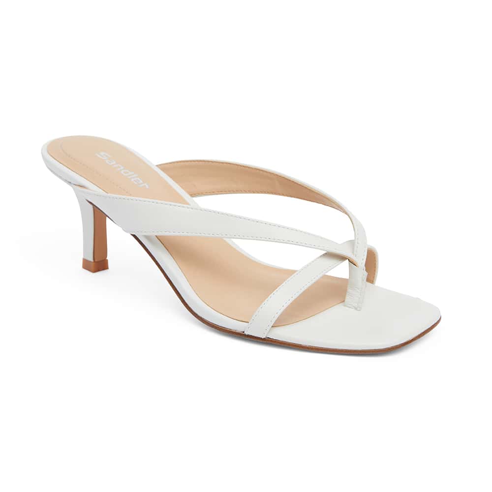 Madrid Heel in White Leather
