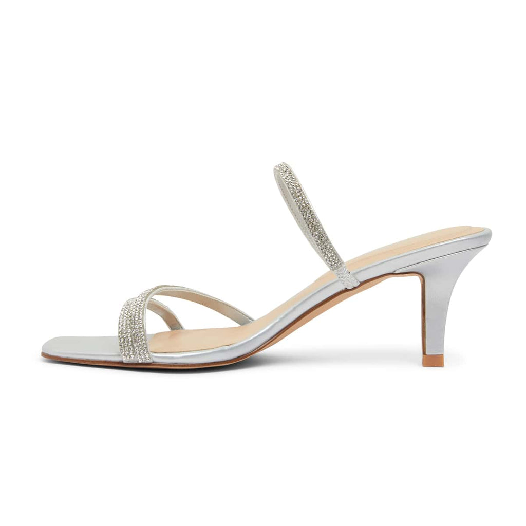 Marcy Heel in Silver Sparkle | Sandler | Shoe HQ