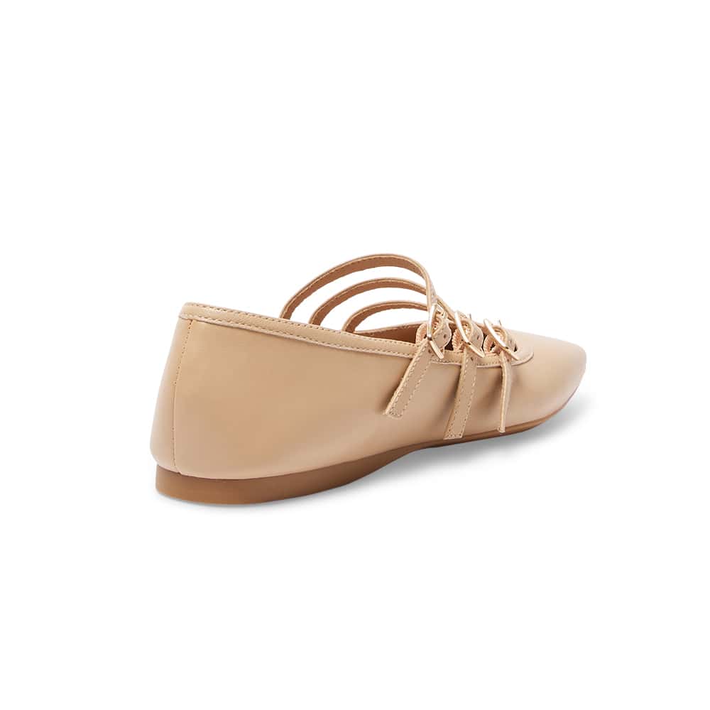 Millie Flat in Nude Leather