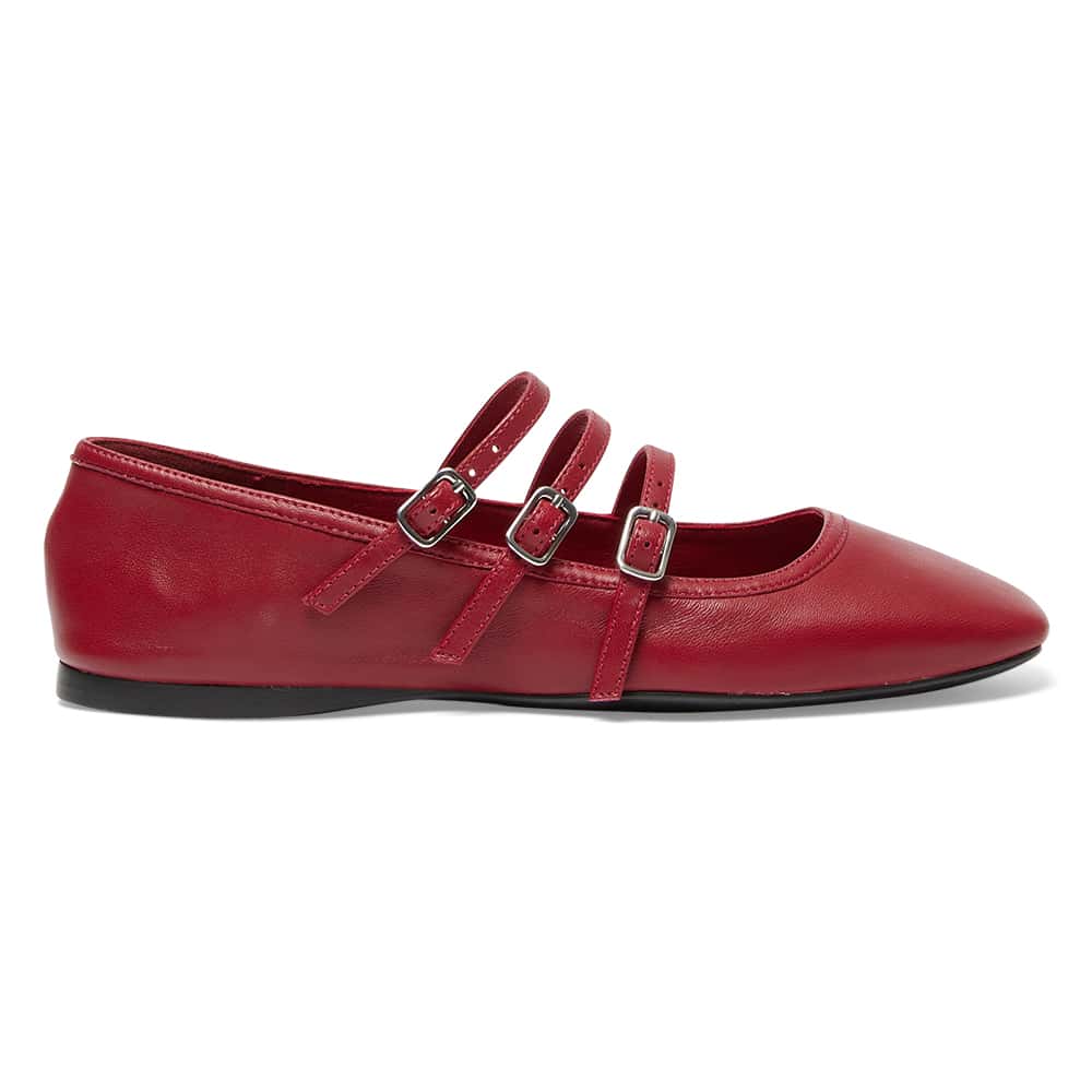 Millie Flat in Red Leather