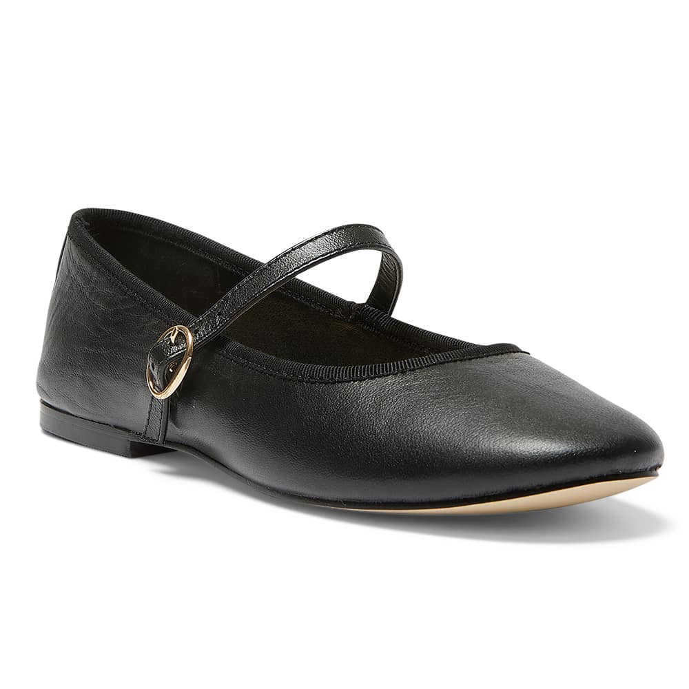 Molly Flat in Black Leather
