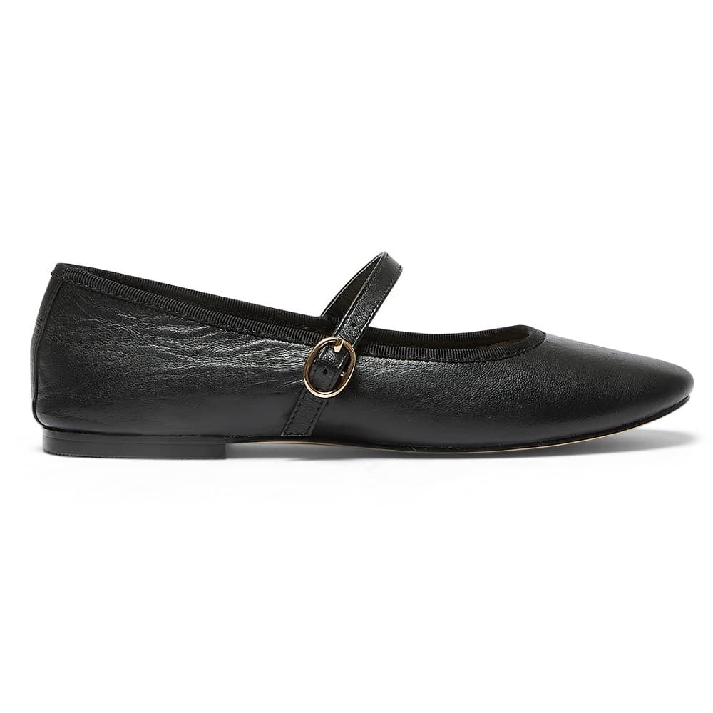 Molly Flat in Black Leather