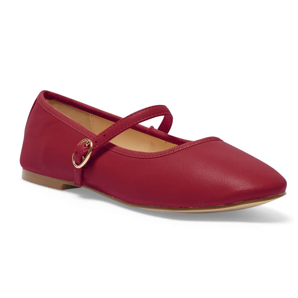 Molly Flat in Red Leather