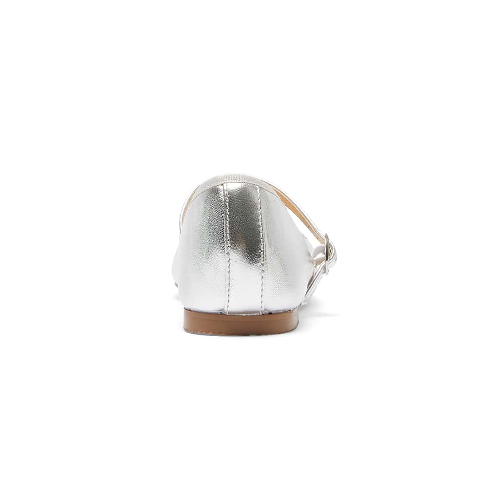 Molly Flat in Silver Metallic Leather