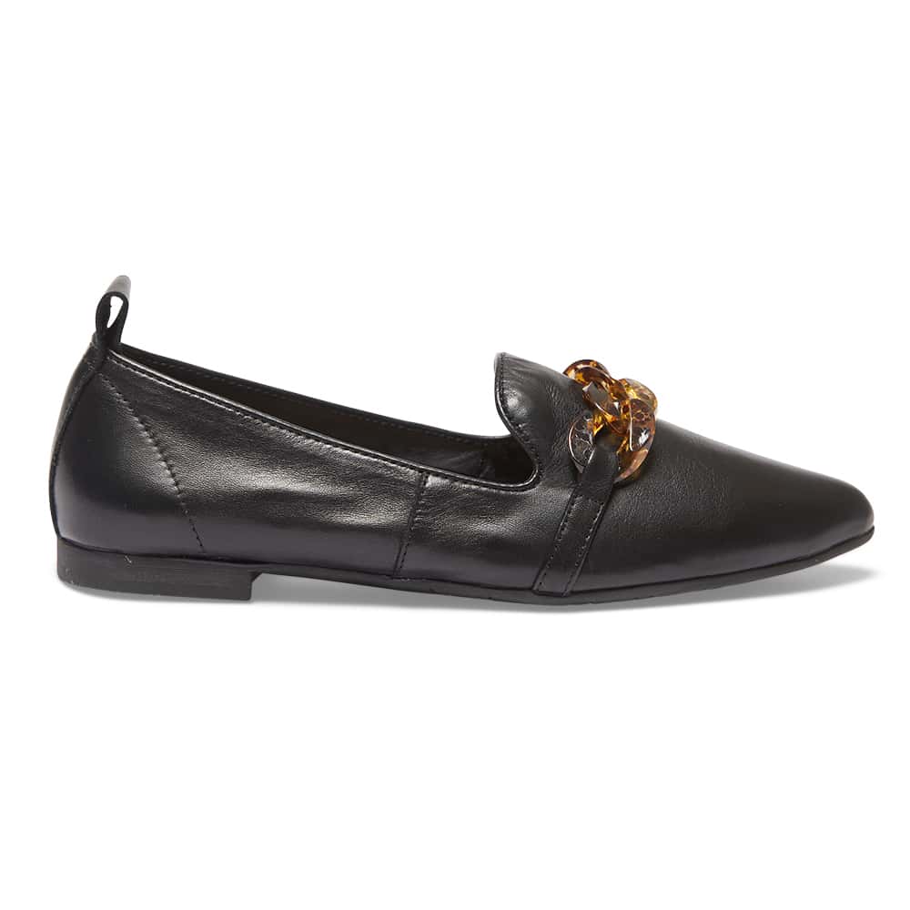 Nelly Flat in Black Leather | Sandler | Shoe HQ