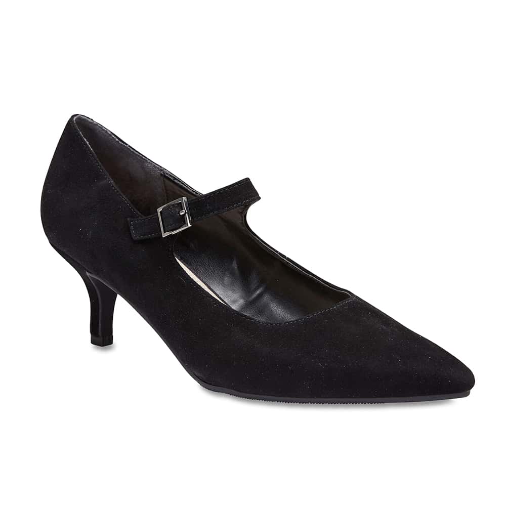 Neon Heel in Black Suede