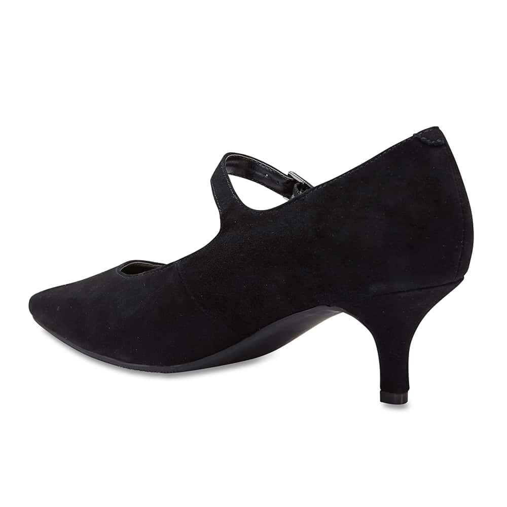 Neon Heel in Black Suede