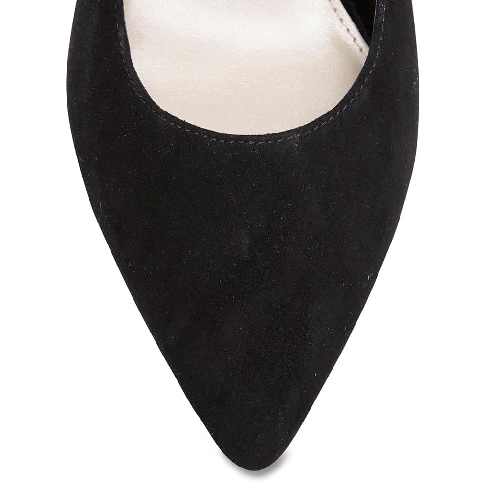 Neon Heel in Black Suede