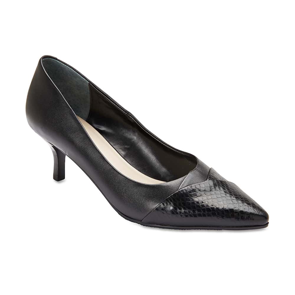 Newport Heel in Black Leather