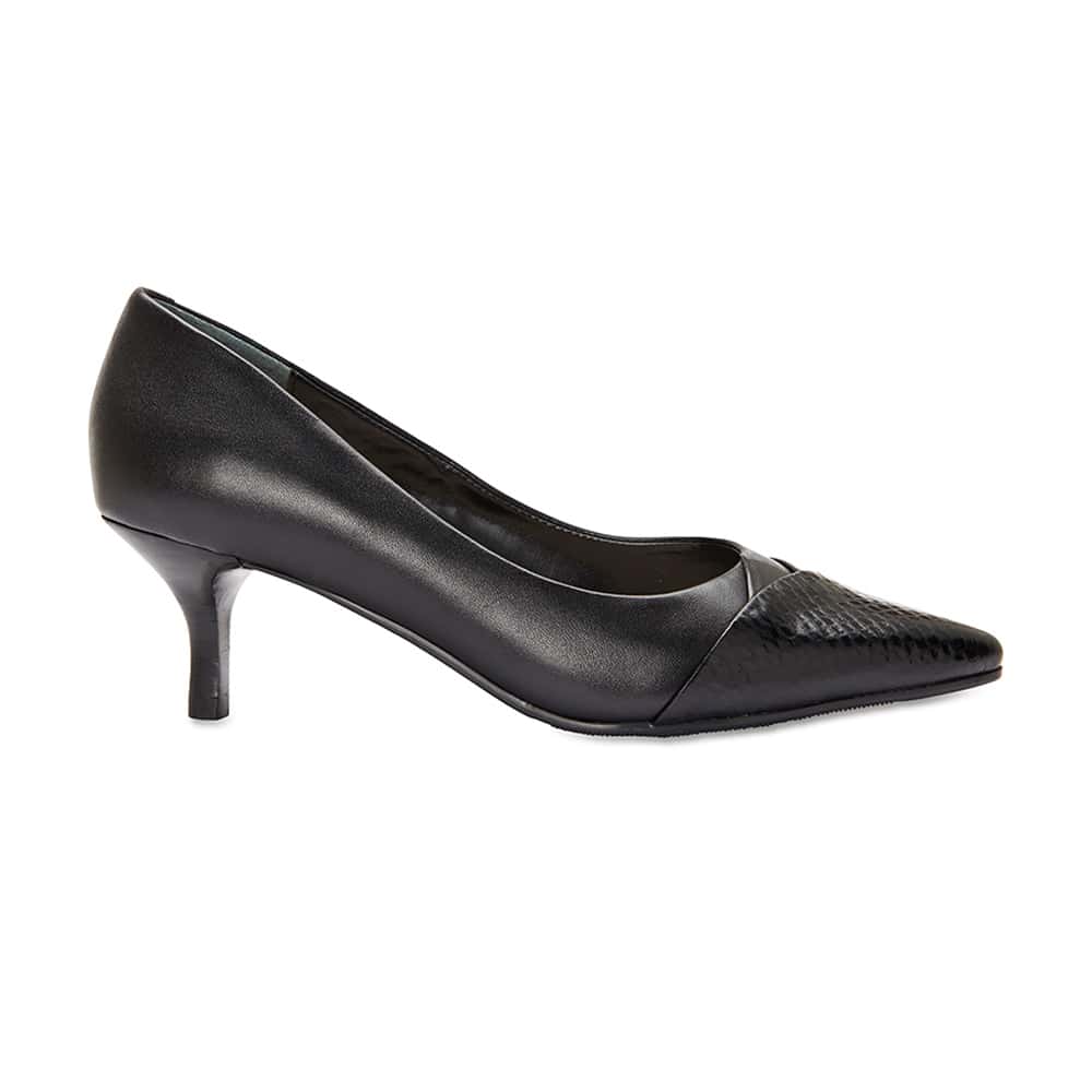 Newport Heel in Black Leather