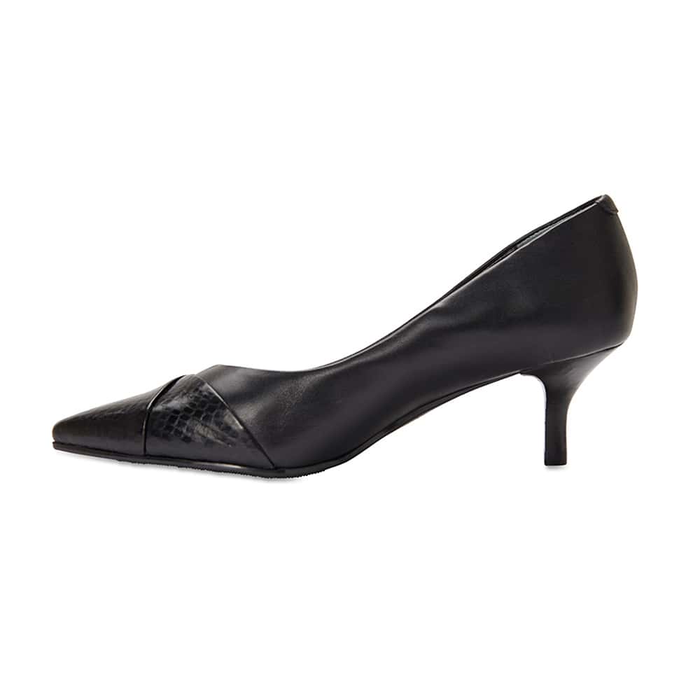 Newport Heel in Black Leather