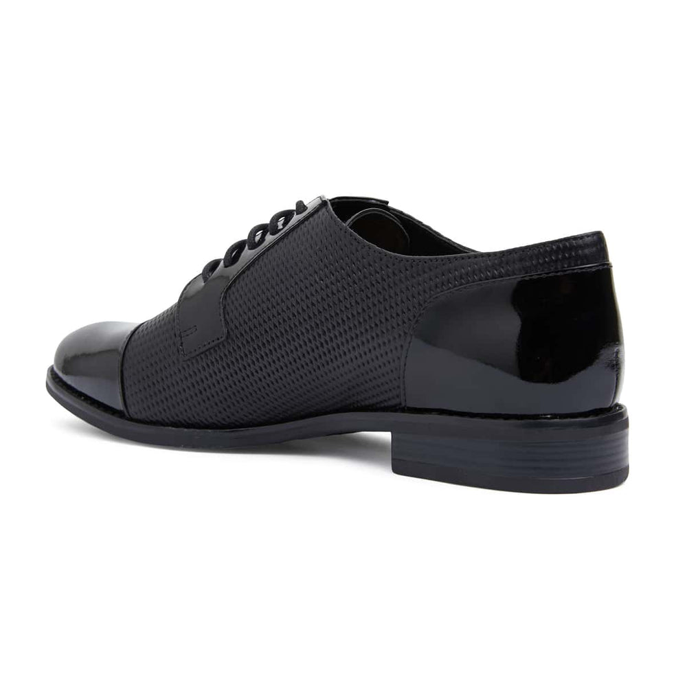 Panache Brogue in Black On Black Patent