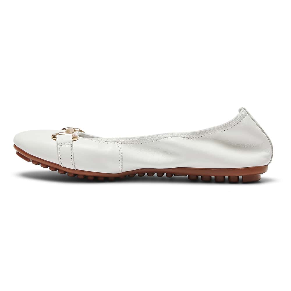 Pilgrim Ballet Flat in White Leather