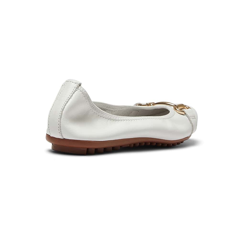 Pilgrim Ballet Flat in White Leather