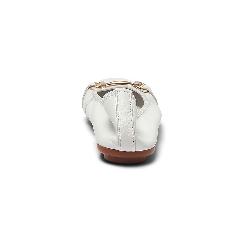 Pilgrim Ballet Flat in White Leather