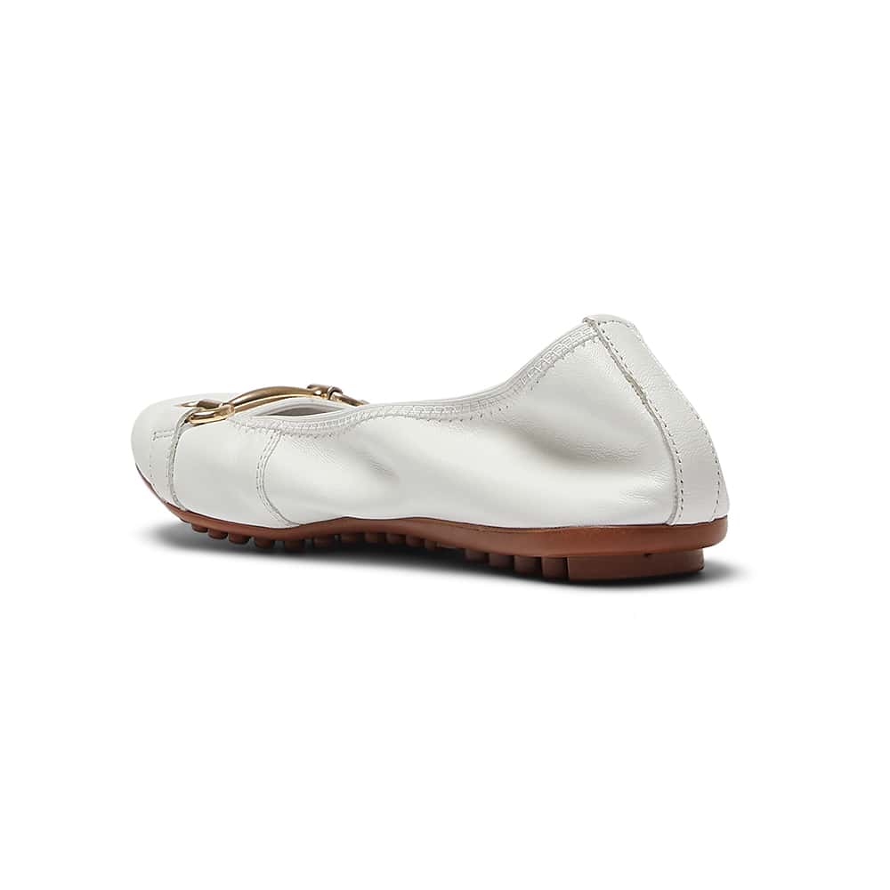 Pilgrim Ballet Flat in White Leather