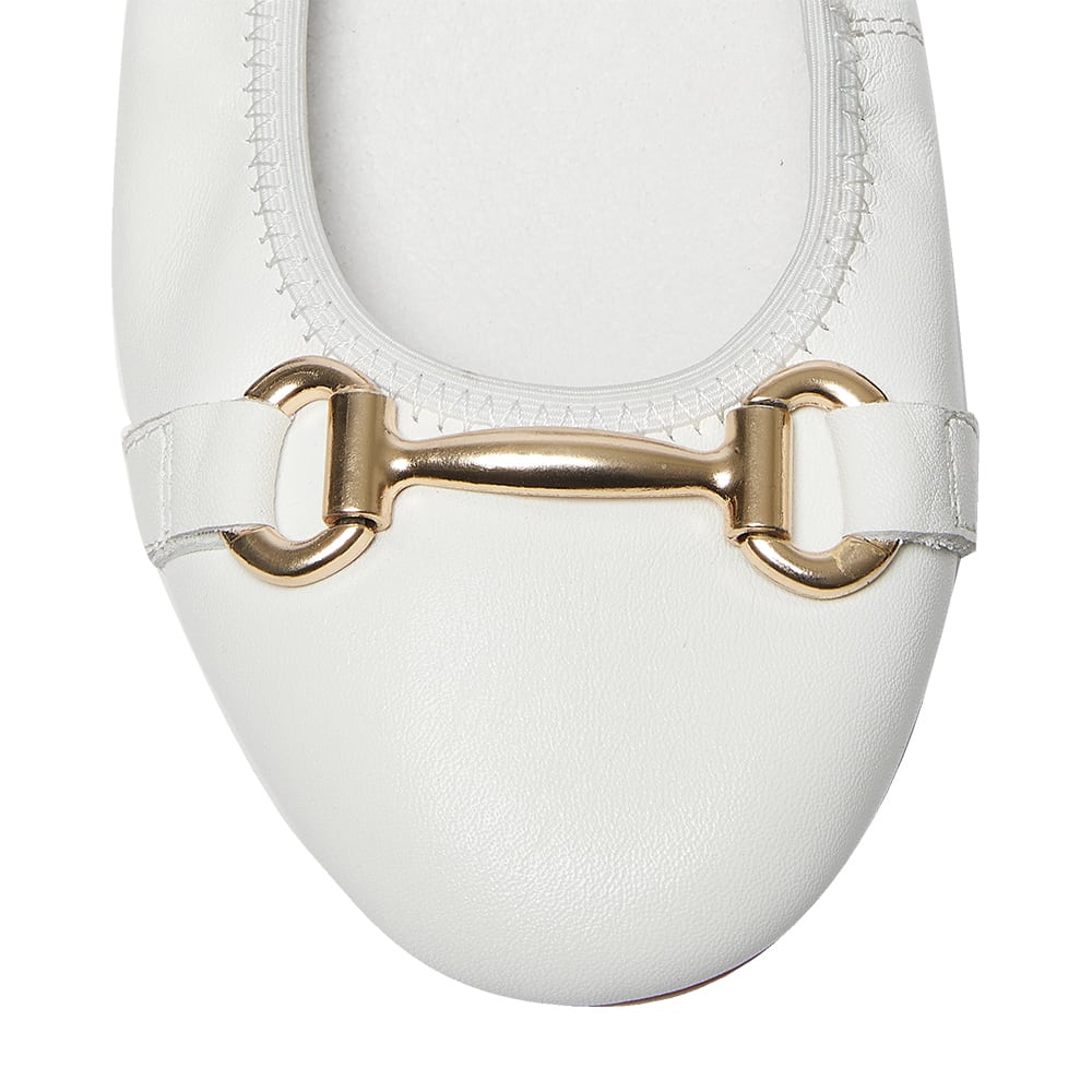 Pilgrim Ballet Flat in White Leather