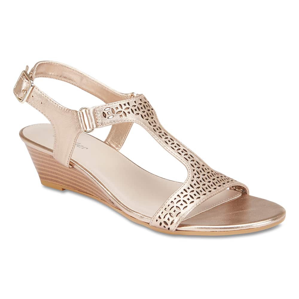 Quota Heel in Soft Gold Leather