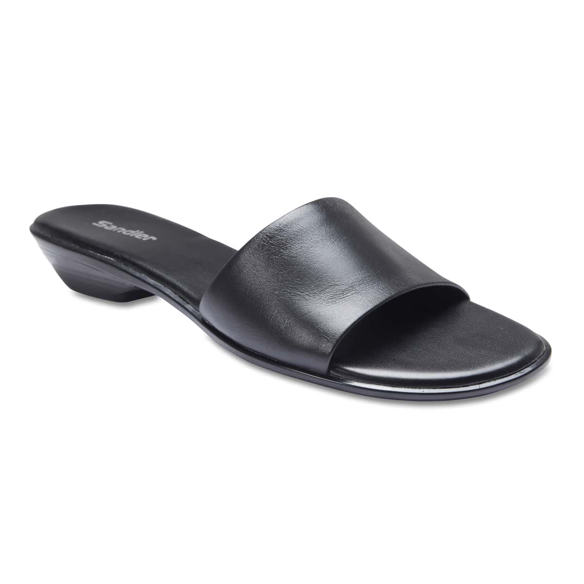 Saga Slide in Black Leather