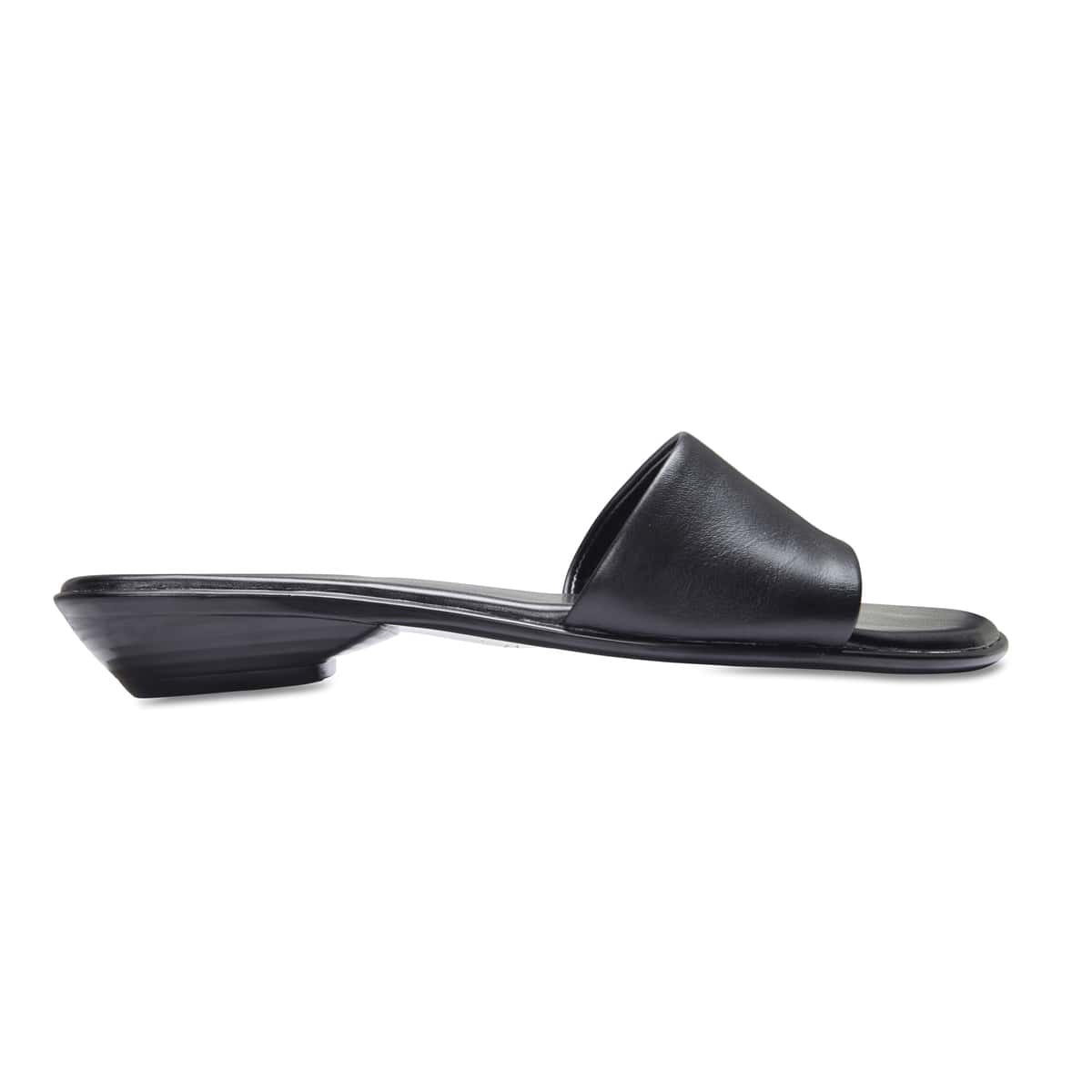 Saga Slide in Black Leather