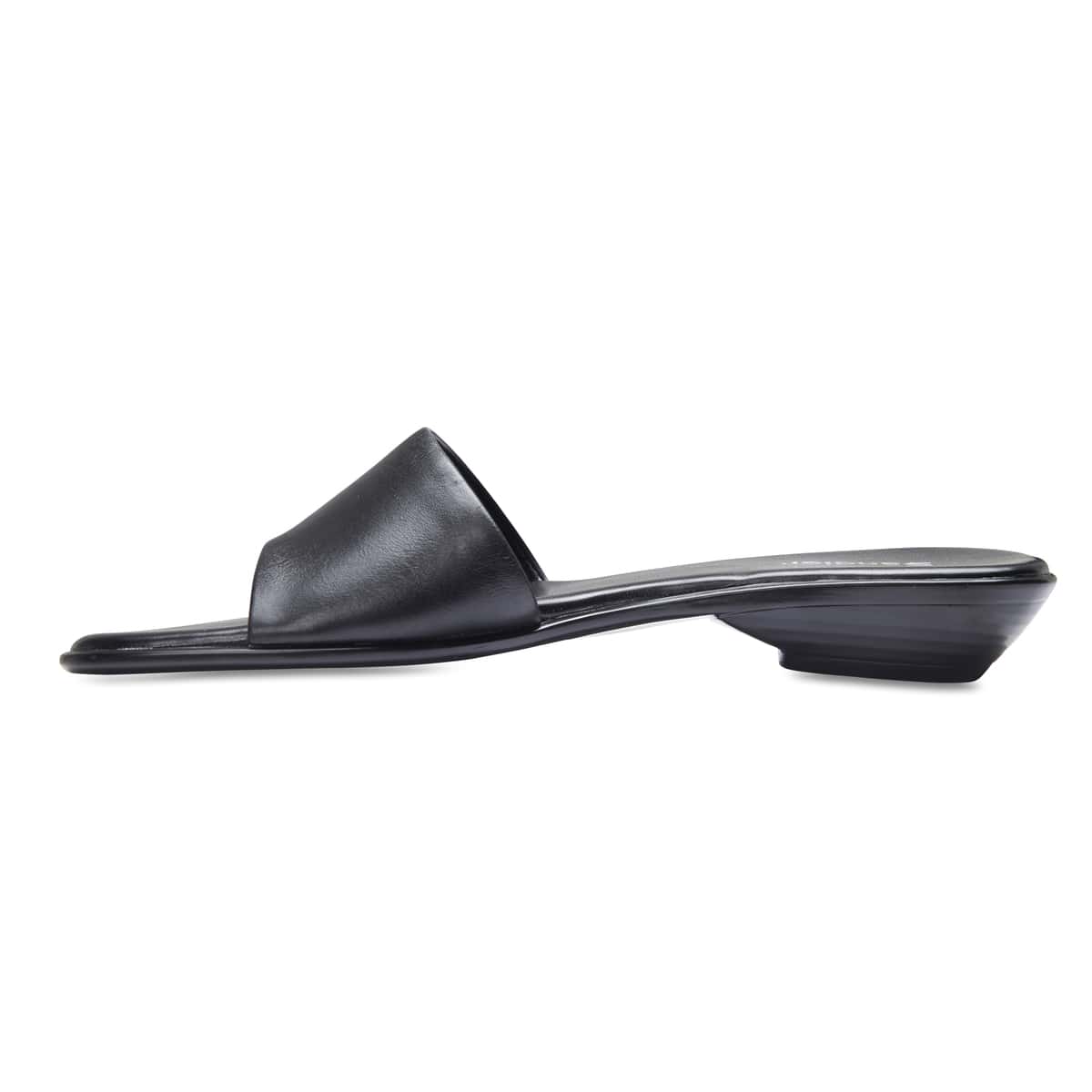 Saga Slide in Black Leather