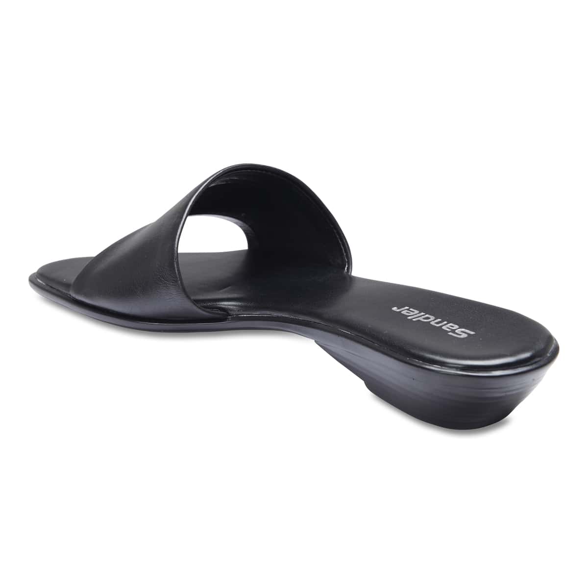 Saga Slide in Black Leather
