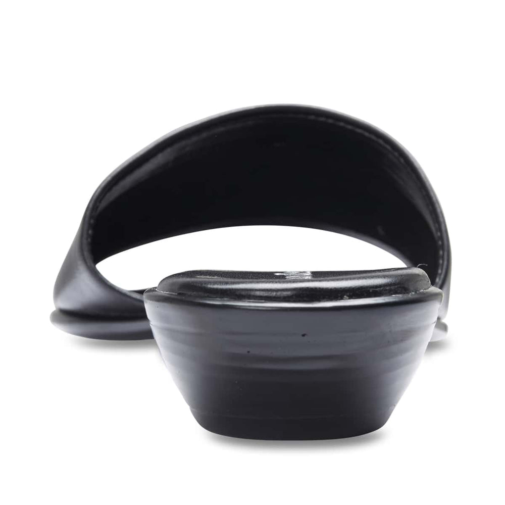 Saga Slide in Black Leather