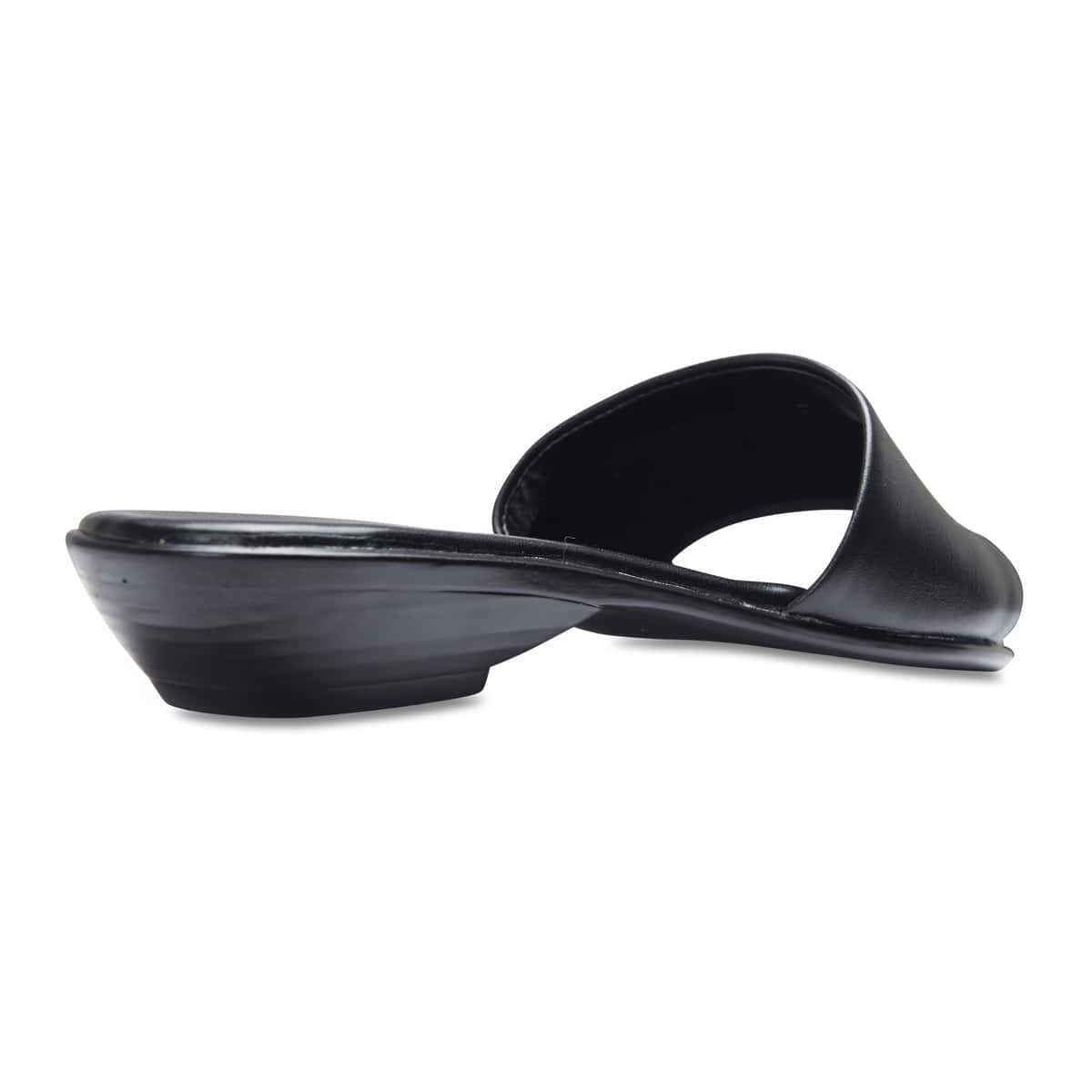 Saga Slide in Black Leather
