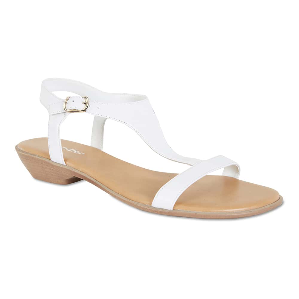 Sandra Sandal in White Leather