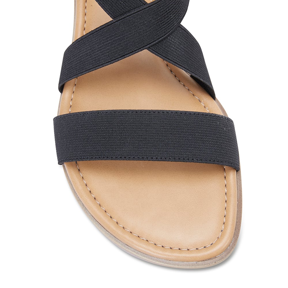 Saratoga Sandal in Black Fabric
