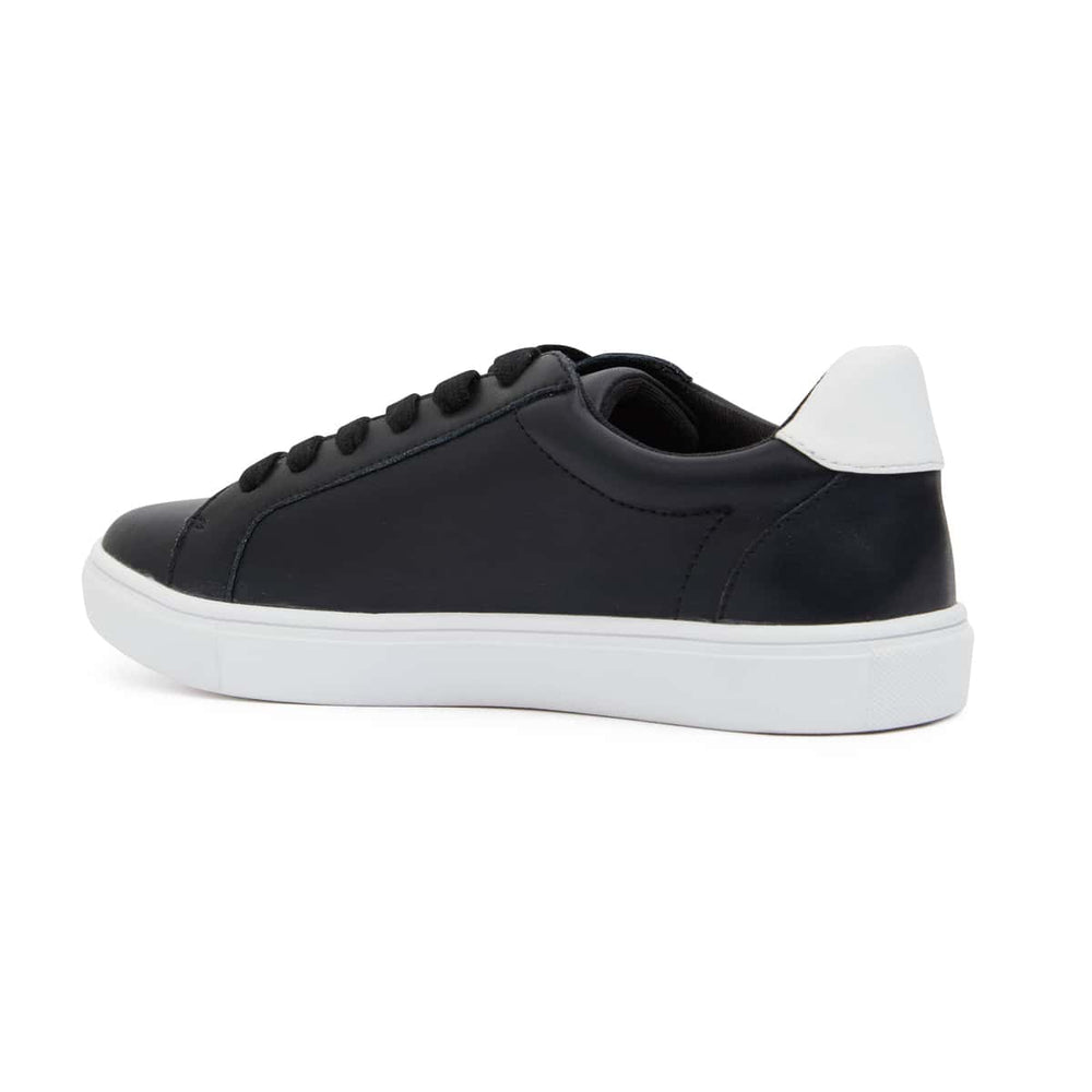 Saxon Sneaker in Black And White Leather