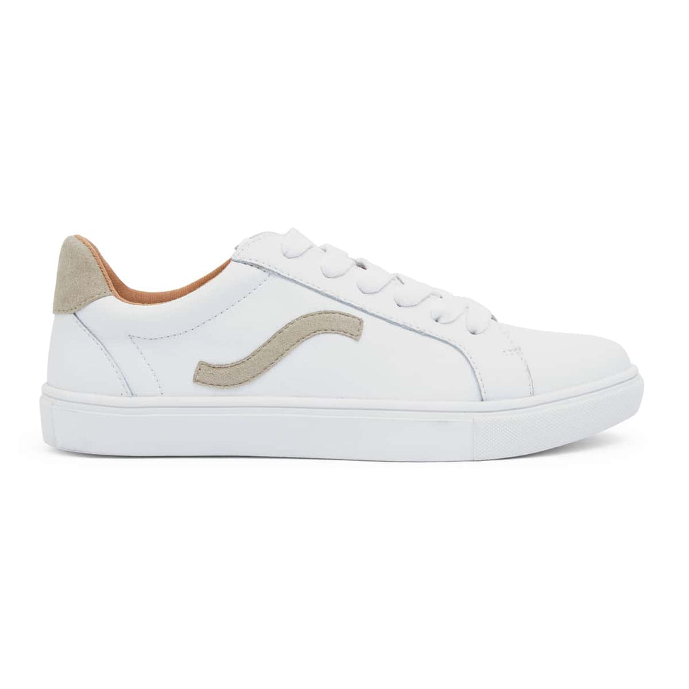 Saxon Sneaker in White And Taupe Leather