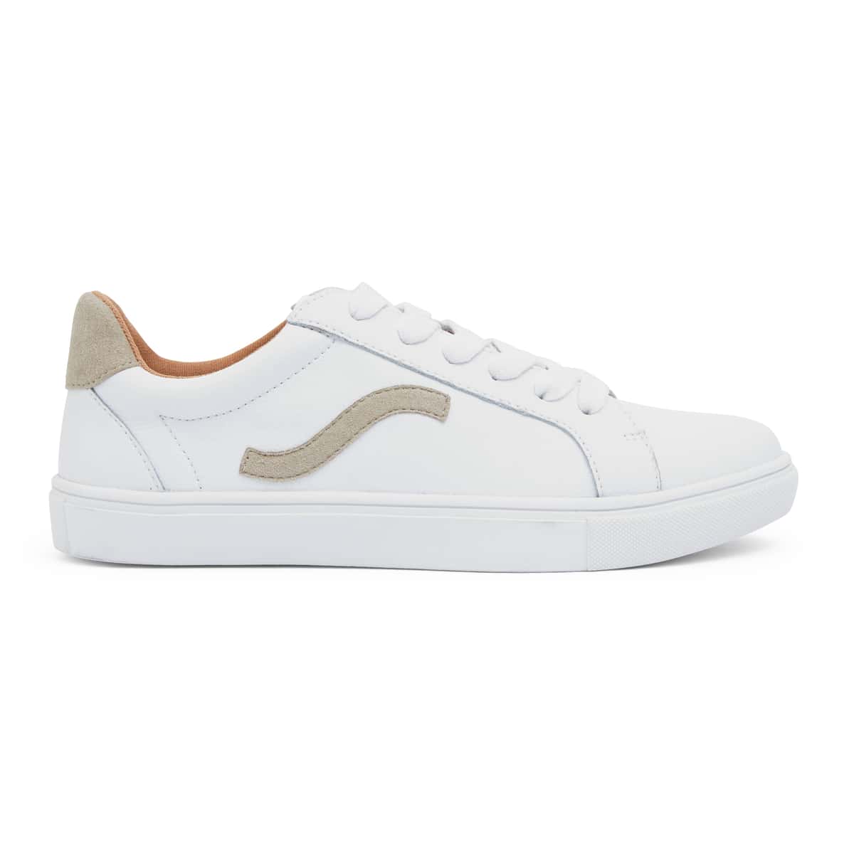 Saxon Sneaker in White And Taupe Leather