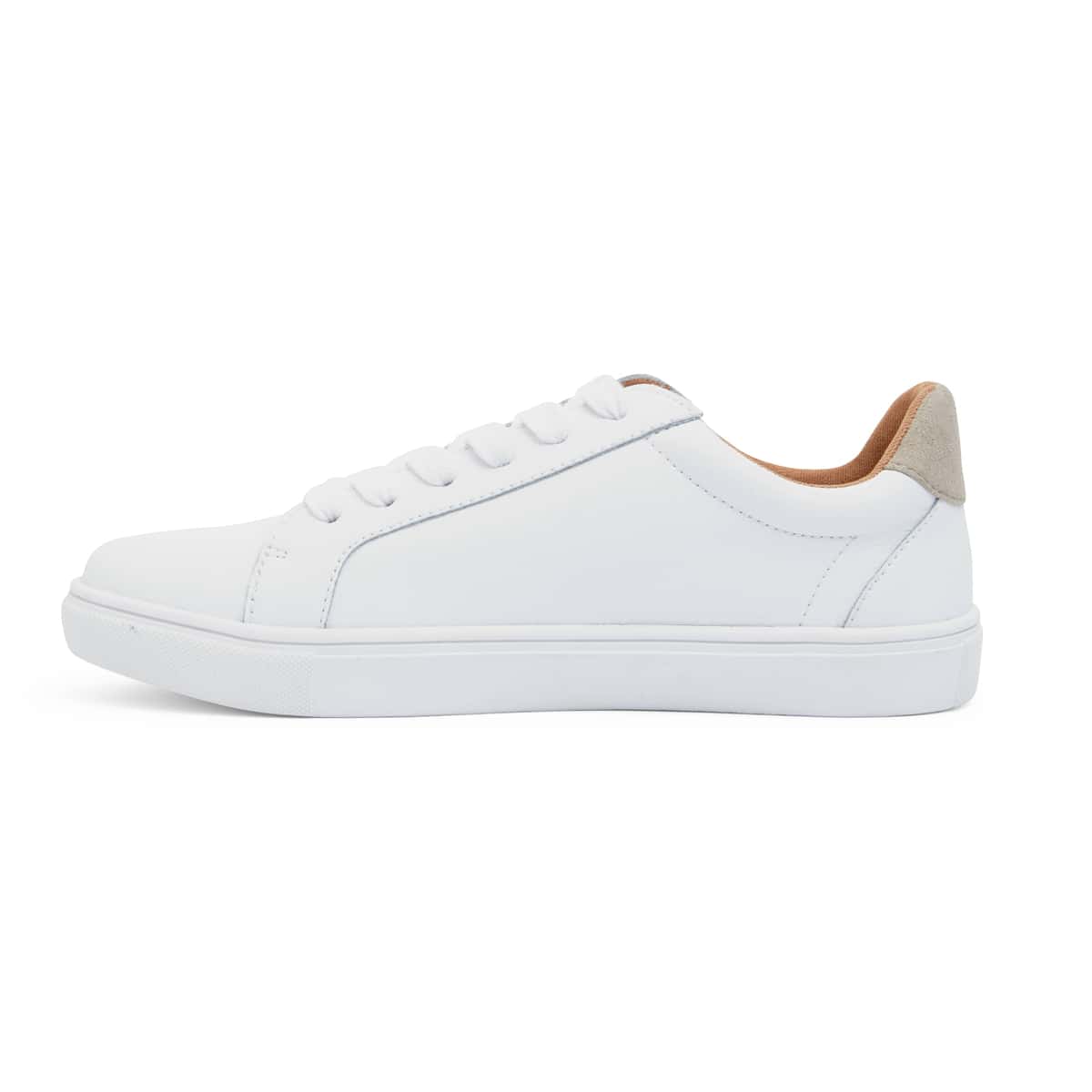 Saxon Sneaker in White And Taupe Leather