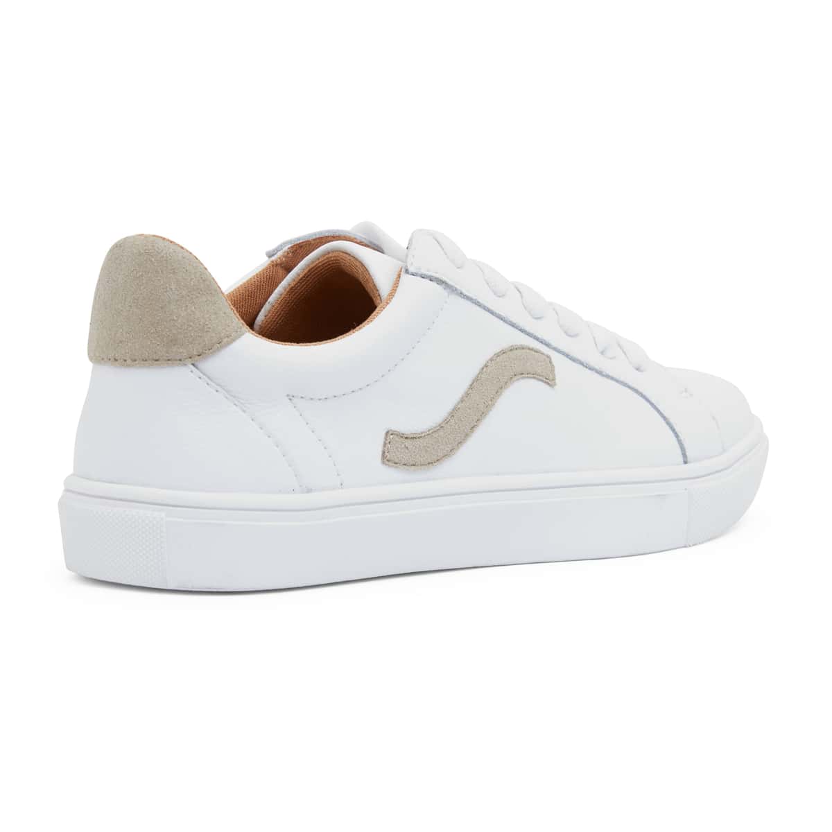 Saxon Sneaker in White And Taupe Leather