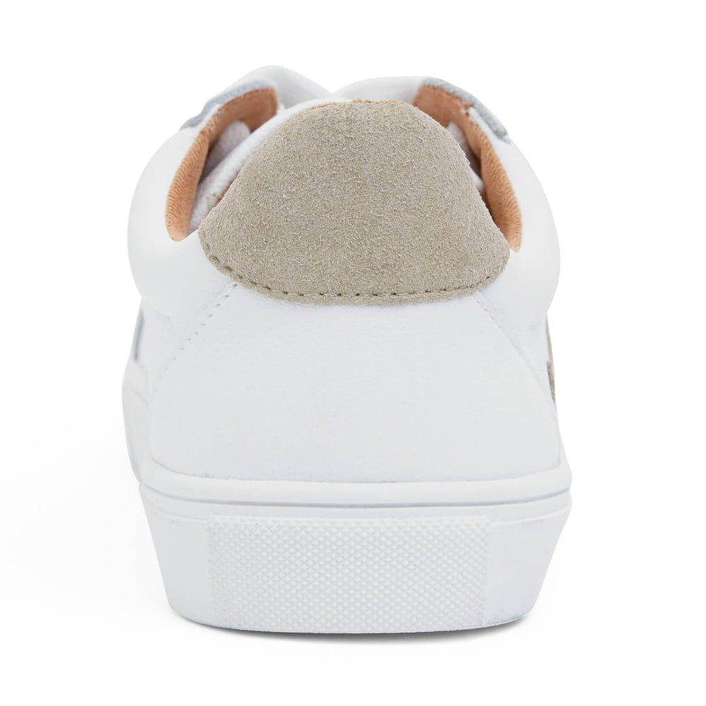 Saxon Sneaker in White And Taupe Leather