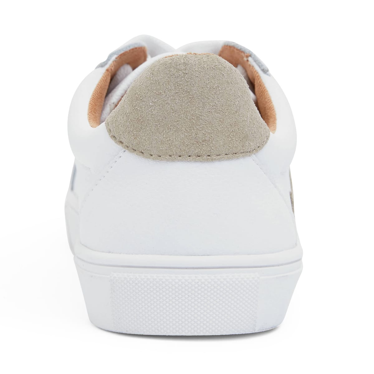 Saxon Sneaker in White And Taupe Leather